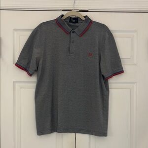 Fred Perry Gray and Red Polo Shirt Classic Style